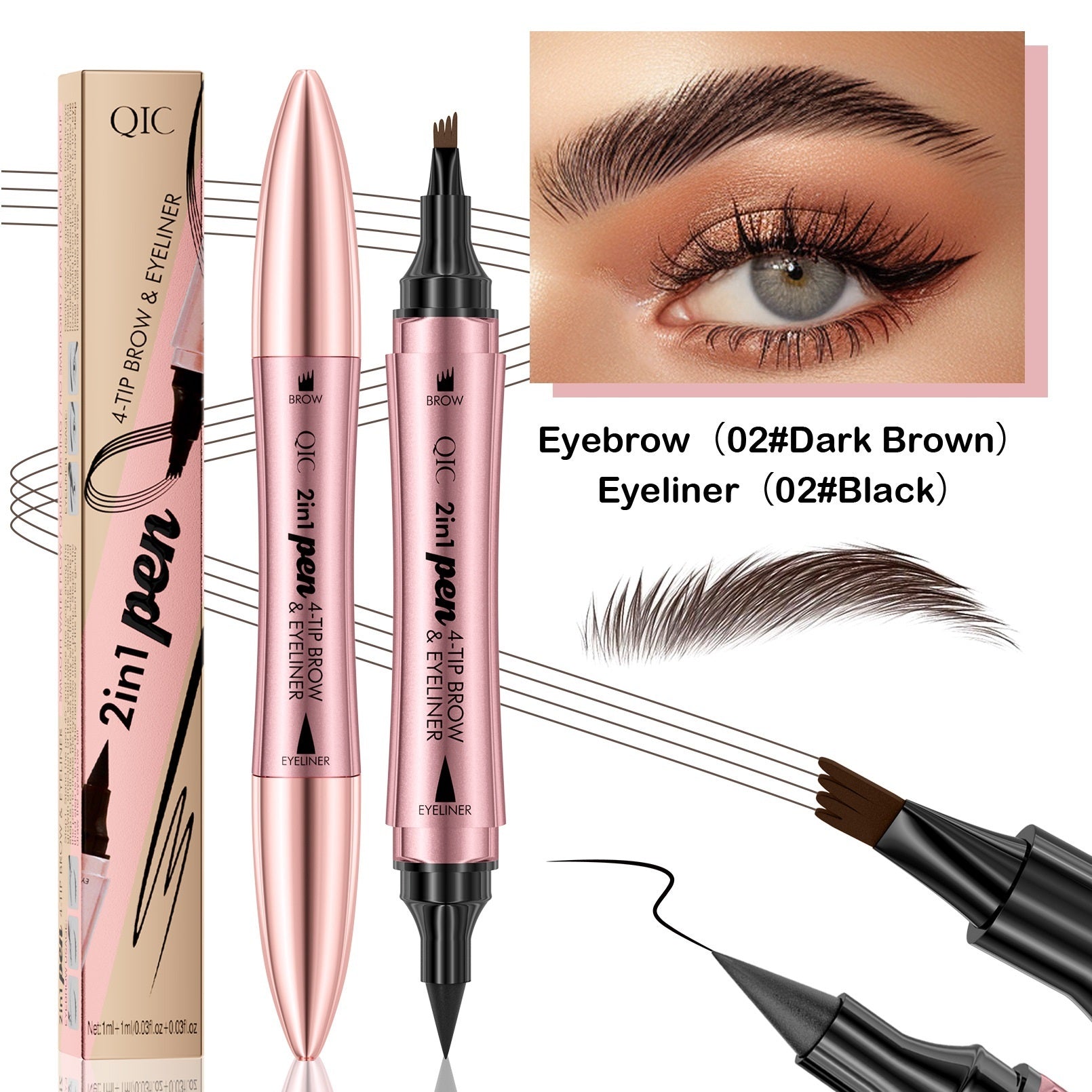 Standard Eyebrow Pencil and Black Eyeliner Set in Multiple Colors - Teleplus eyebrow pencil black eyeliner set brown