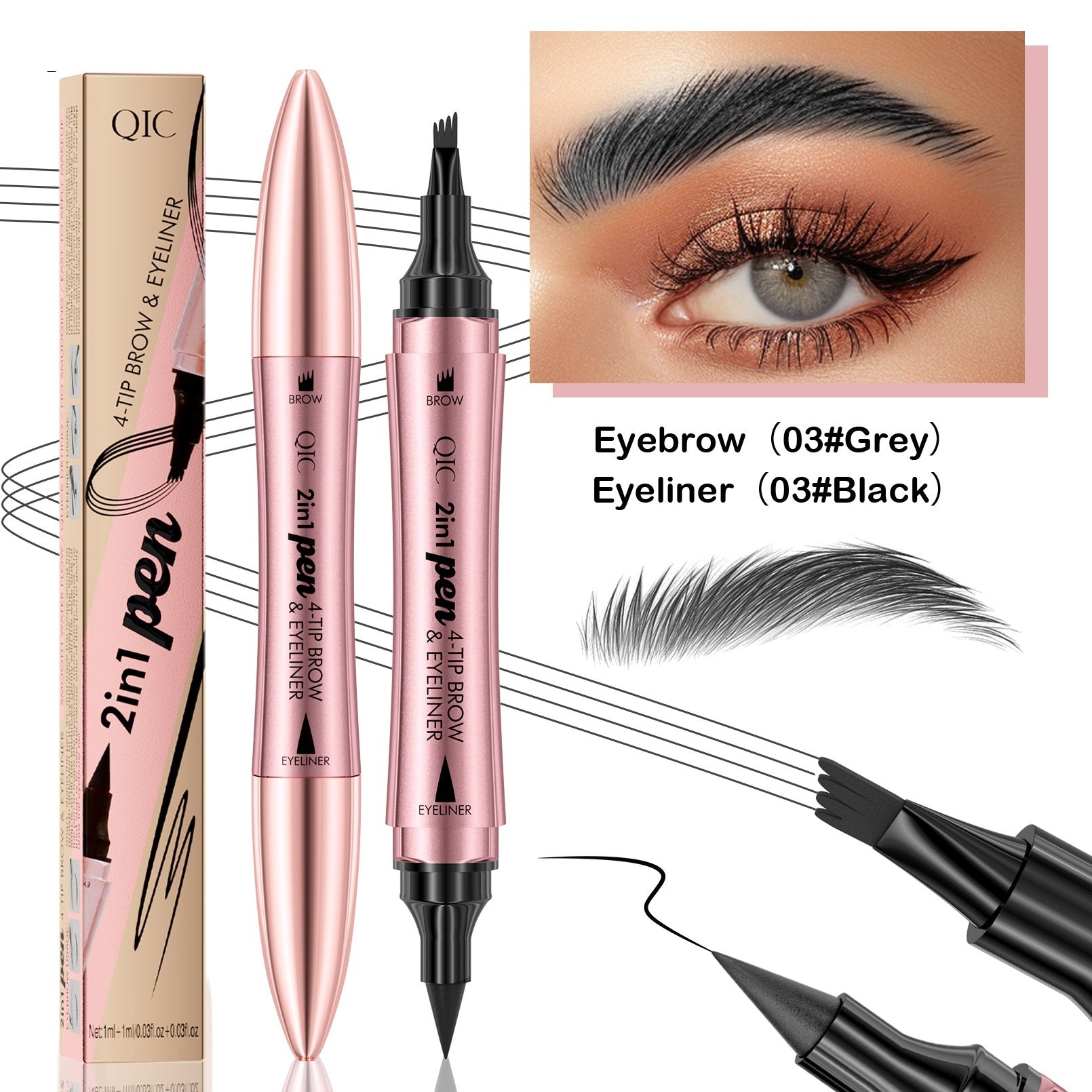 Standard Eyebrow Pencil and Black Eyeliner Set in Multiple Colors - Teleplus eyebrow pencil black eyeliner set brown
