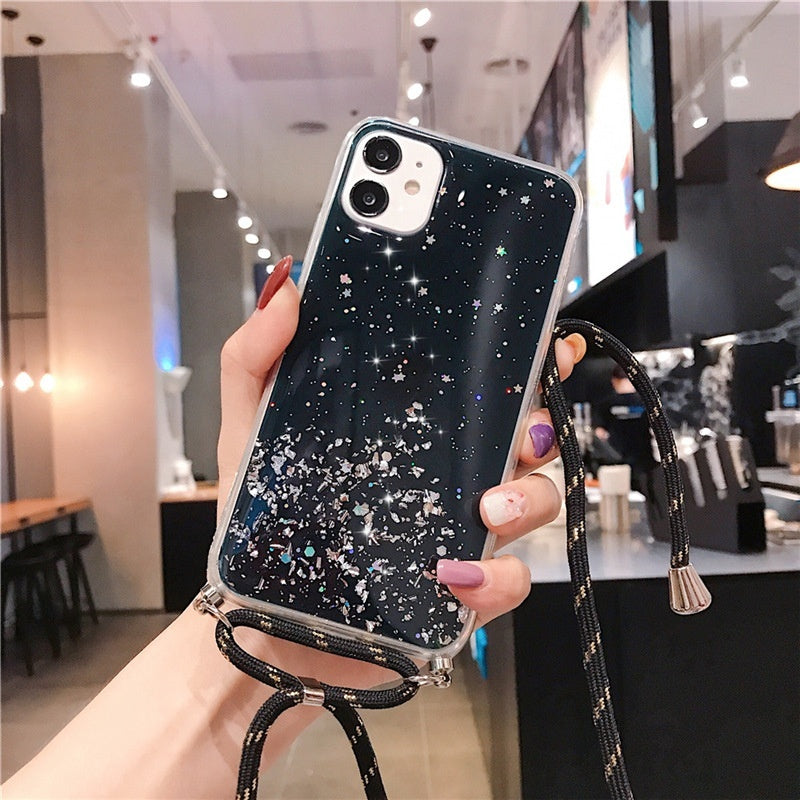 Starry Glitter Cross Body Lanyard for Apple Devices with Anti-Fall Silicone - That’s Tougher Than You starry glitter