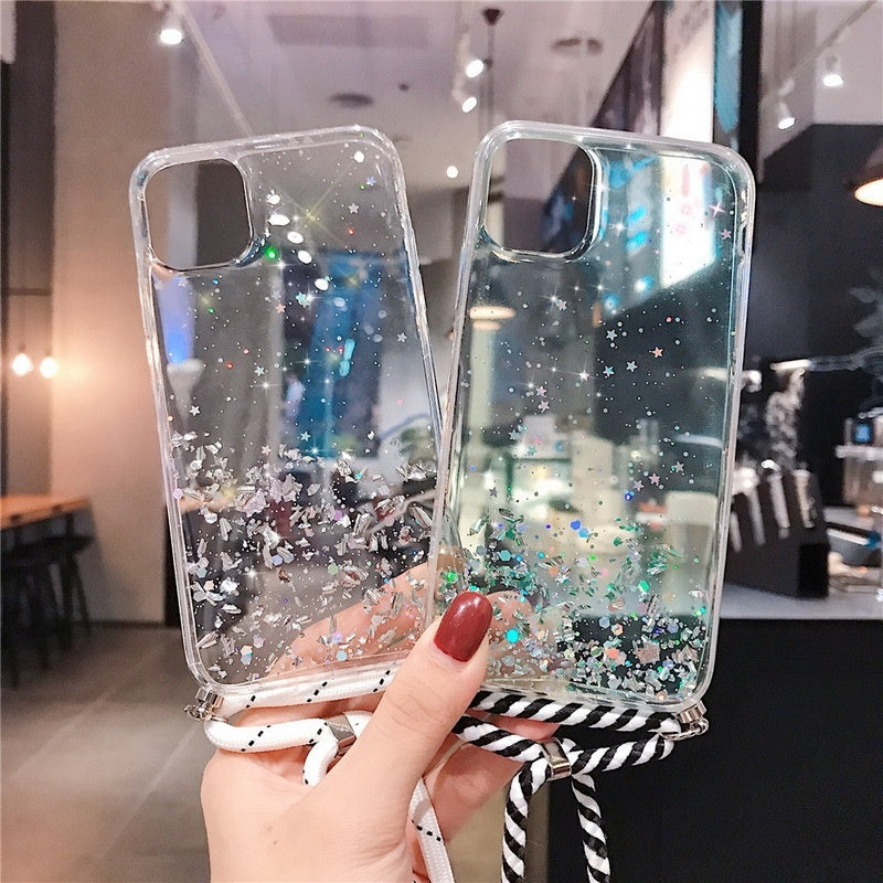 Starry Glitter Cross Body Lanyard for Apple Devices with Anti-Fall Silicone - That’s Tougher Than You starry glitter