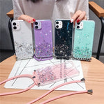 Starry Glitter Cross Body Lanyard for Apple Devices with Anti-Fall Silicone - That’s Tougher Than You starry glitter