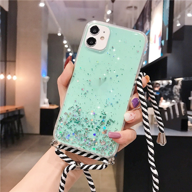 Starry Glitter Cross Body Lanyard for Apple Devices with Anti-Fall Silicone - That’s Tougher Than You starry glitter