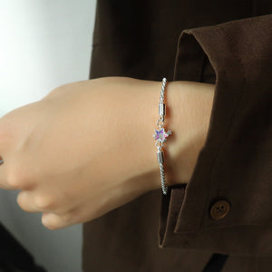 Starry Moonstone Pentagram Bracelet with Inlaid Zircon Silver Jewelry - for Women starry moonstone pentagram bracelet