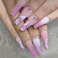 Starry Sky Bohemian Lace Fake Nails for European and American Long Wear - fake nails european american wear long