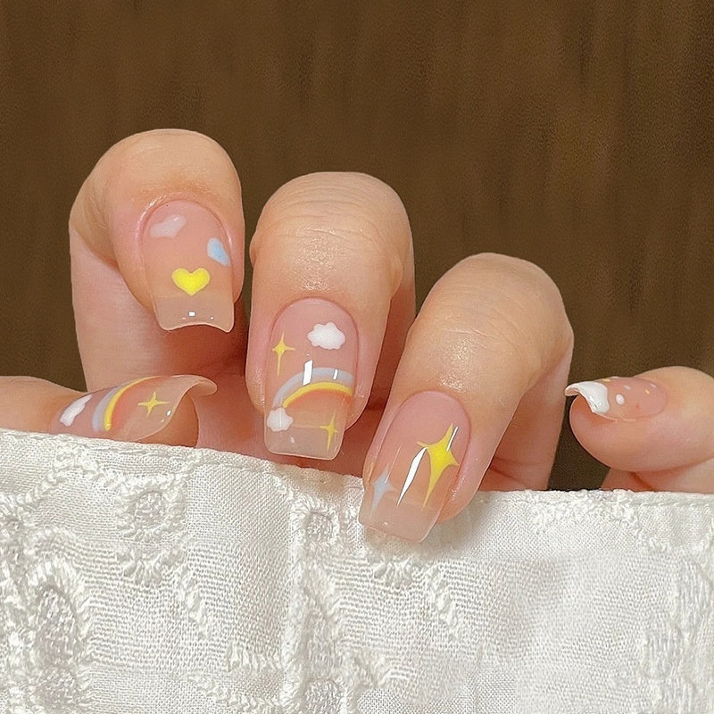 Starry Sky Color Glue for Summer Wear Nail Art Clouds and White Highlights - Teleplus wear nail summer clouds colorful