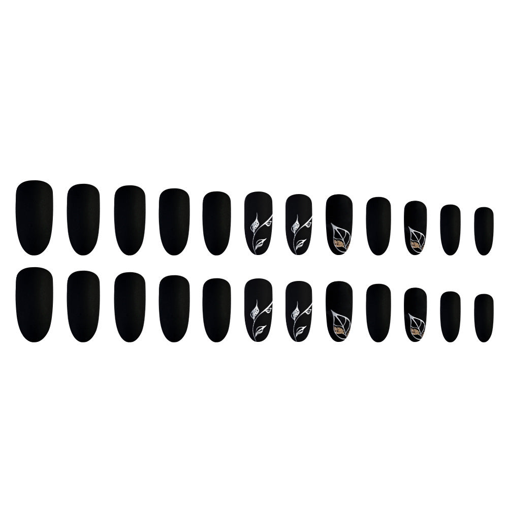 Starry Sky CY223 Dark Leaf Long Wear Resistant False Nails with Glue - Teleplus Leaves dark leaves wear long armor