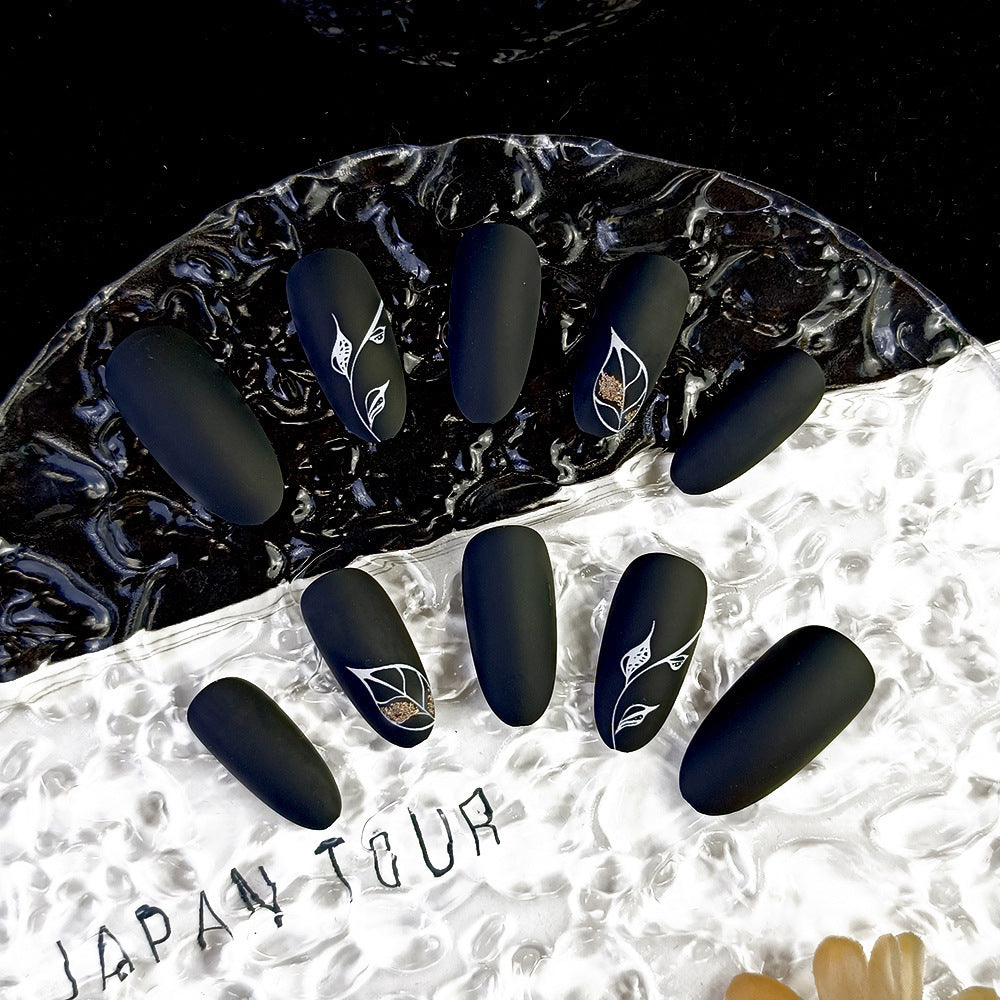 Starry Sky CY223 Dark Leaf Long Wear Resistant False Nails with Glue - Teleplus Leaves dark leaves wear long armor