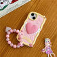 Stereo Heart Wings Lanyard for Apple Devices with Rose Silicone Design - Cream Phone Case Feelings stereo heart wings