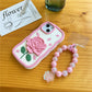 Stereo Heart Wings Lanyard for Apple Devices with Rose Silicone Design - Cream Phone Case Feelings stereo heart wings