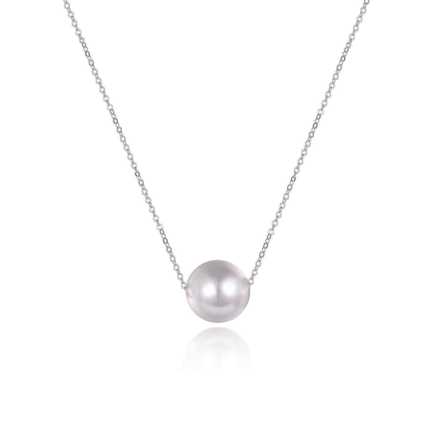 Sterling Silver AAAA Single Freshwater Pearl Choker Necklace 16 inch - Choke on Charm with Our Freshwater Cultured