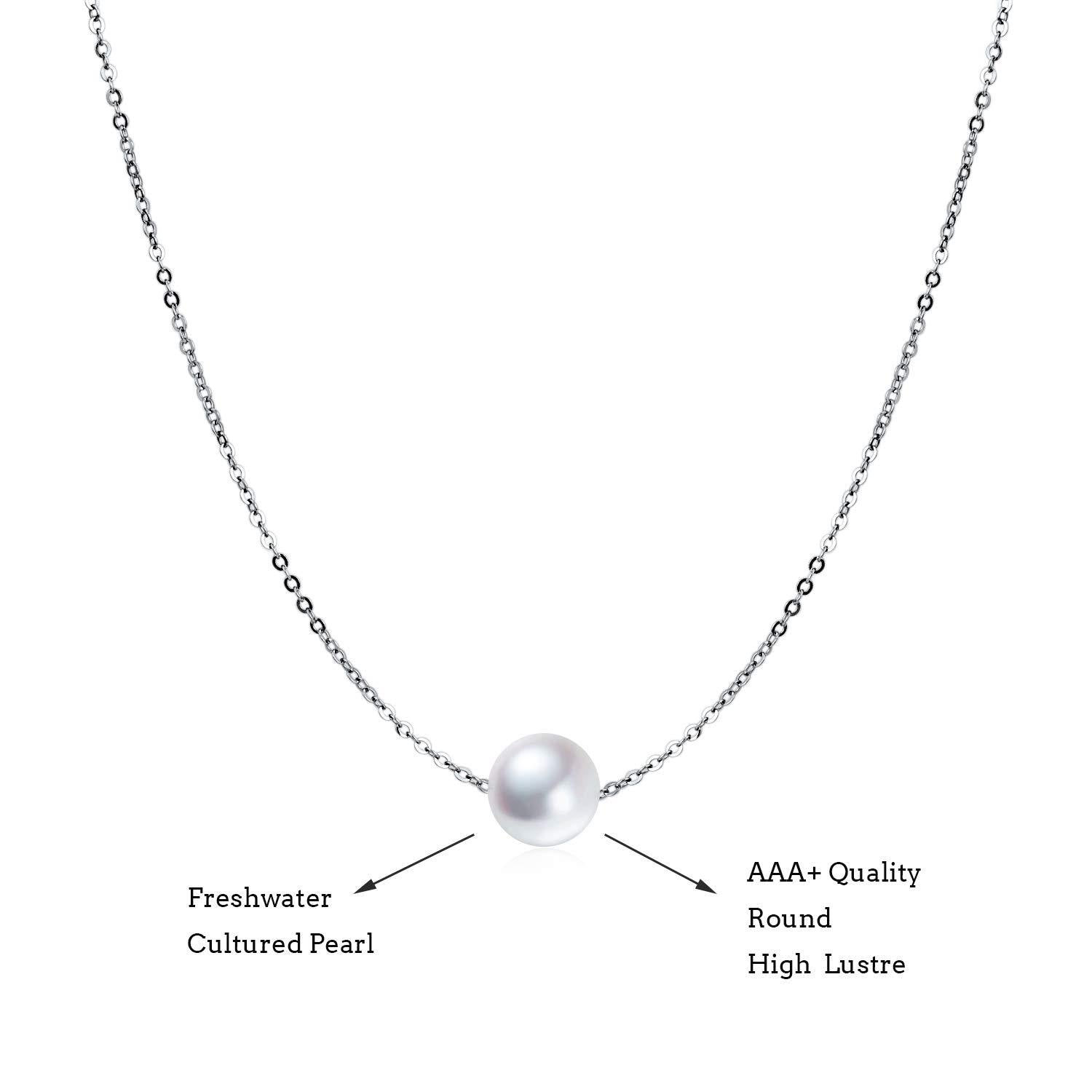 Sterling Silver AAAA Single Freshwater Pearl Choker Necklace 16 inch - Choke on Charm with Our Freshwater Cultured