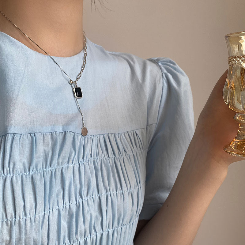 Sterling Silver Bamboo Necklace for Women with Square Plate Pendant in United States - Chain Me Up Chicness united