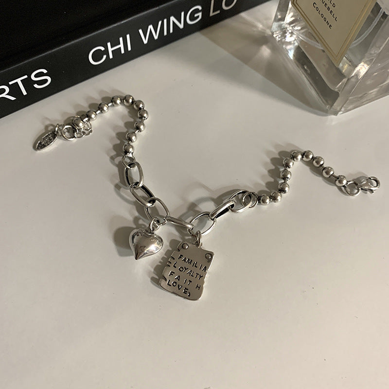 Sterling Silver Bracelet for Women with Square Pattern and Thai Plating - s925 sterling silver bracelet simple letter