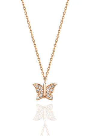 925 Sterling Silver Rose Gold Butterfly Necklace for Women Elegant Dainty Pendant Jewelry Gift