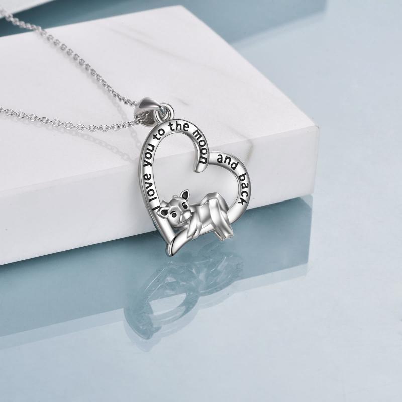 Sterling Silver Cow Heart Pendant Necklace for Women I Love You To The Moon And Back - Moonlit Love and Cow Hearts