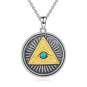 Sterling Silver Eye of Horus Pendant Necklace Pyramid Egyptian Jewelry - Stay Stylish and Evil-Free with Eye of Horus