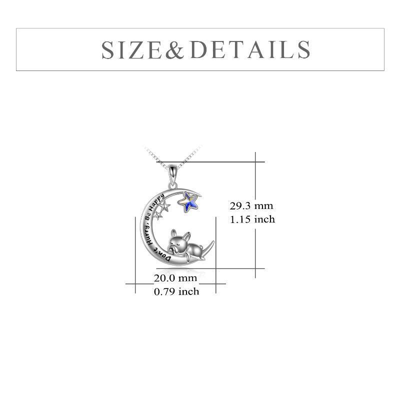 Sterling Silver French Bulldog Moon Pendant Necklace Jewellery Gifts for Women Girls - French Bulldog Moon Pendant