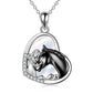 Sterling Silver Girls Embrace Horse Heart Pendant Necklace for Women Girls - Saddle Up with the Silver Horse Heart