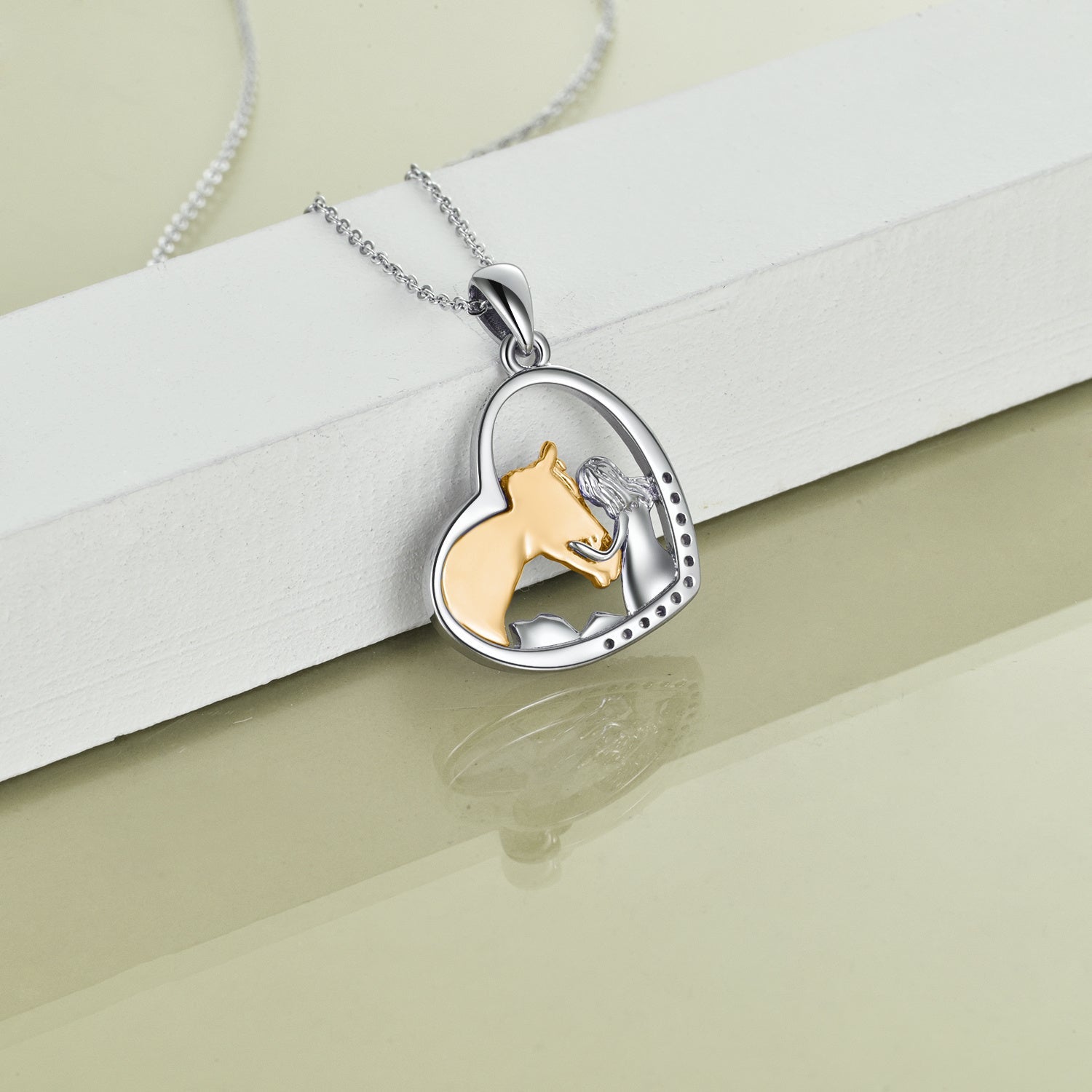 Sterling Silver Girls Embrace Horse Heart Pendant Necklace for Women Girls - Saddle Up with the Silver Horse Heart