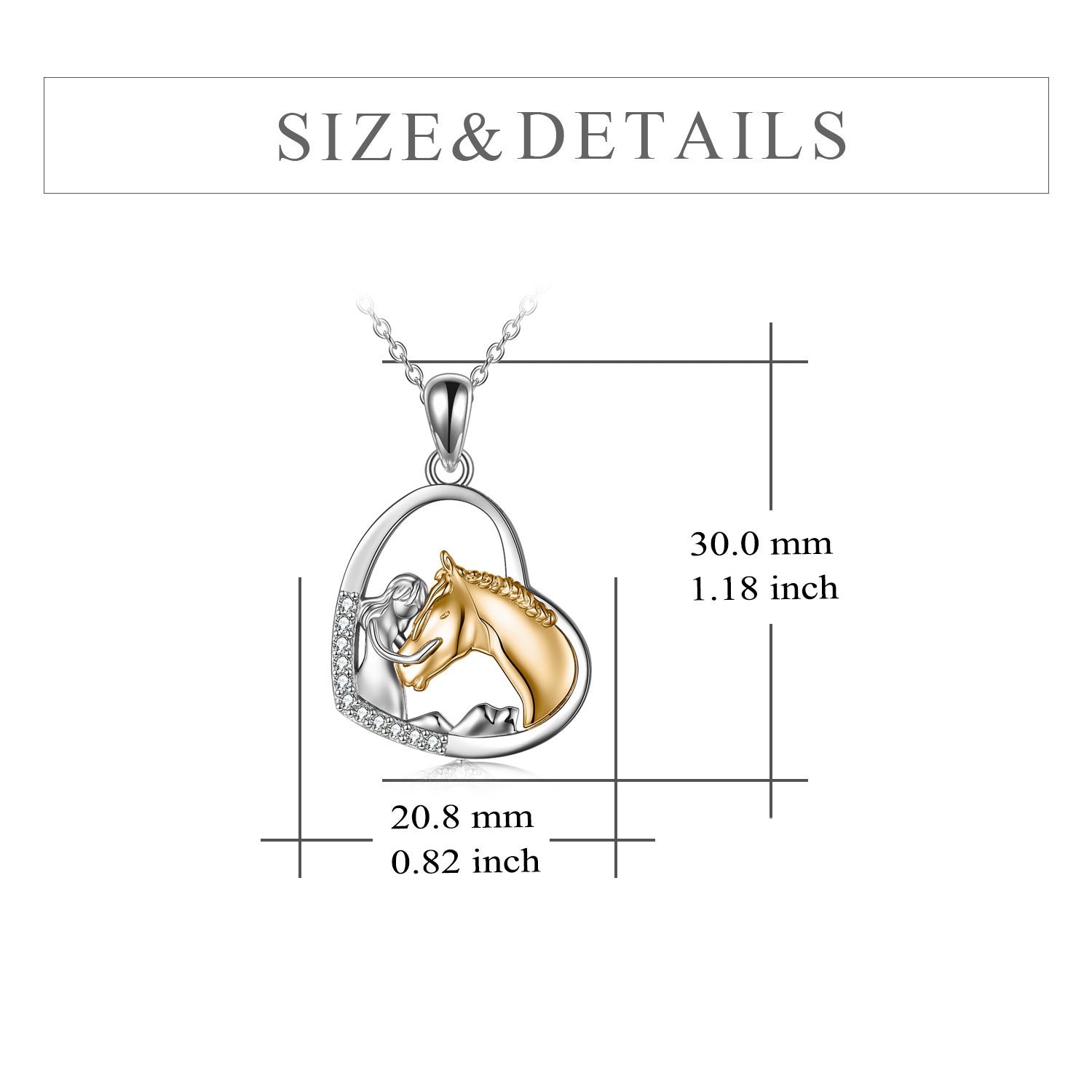 Sterling Silver Girls Embrace Horse Heart Pendant Necklace for Women Girls - Saddle Up with the Silver Horse Heart