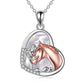 Sterling Silver Girls Embrace Horse Heart Pendant Necklace for Women Girls - Saddle Up with the Silver Horse Heart