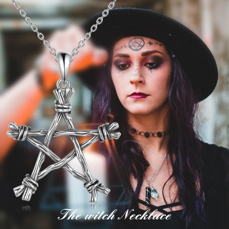 Sterling Silver Gothic Punk Witch Pentagram PSupernatural Merchandise endant Jewellery - Punk Witch Sparkles