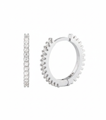 925 Sterling Silver 15 mm Half Eternity Zircon Hoop Earrings