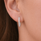 925 Sterling Silver 15 mm Half Eternity Zircon Hoop Earrings