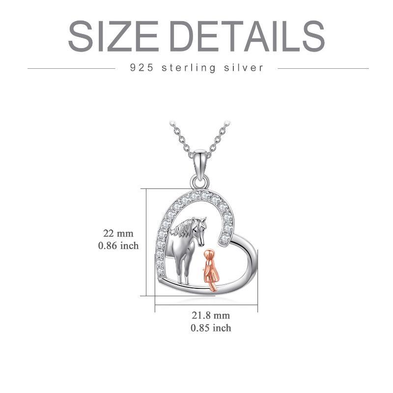 Sterling Silver Heart Horse and Girl Pendant Necklace Jewelry Gifts for Women Girls Kids - Heartfelt Pendant Necklace