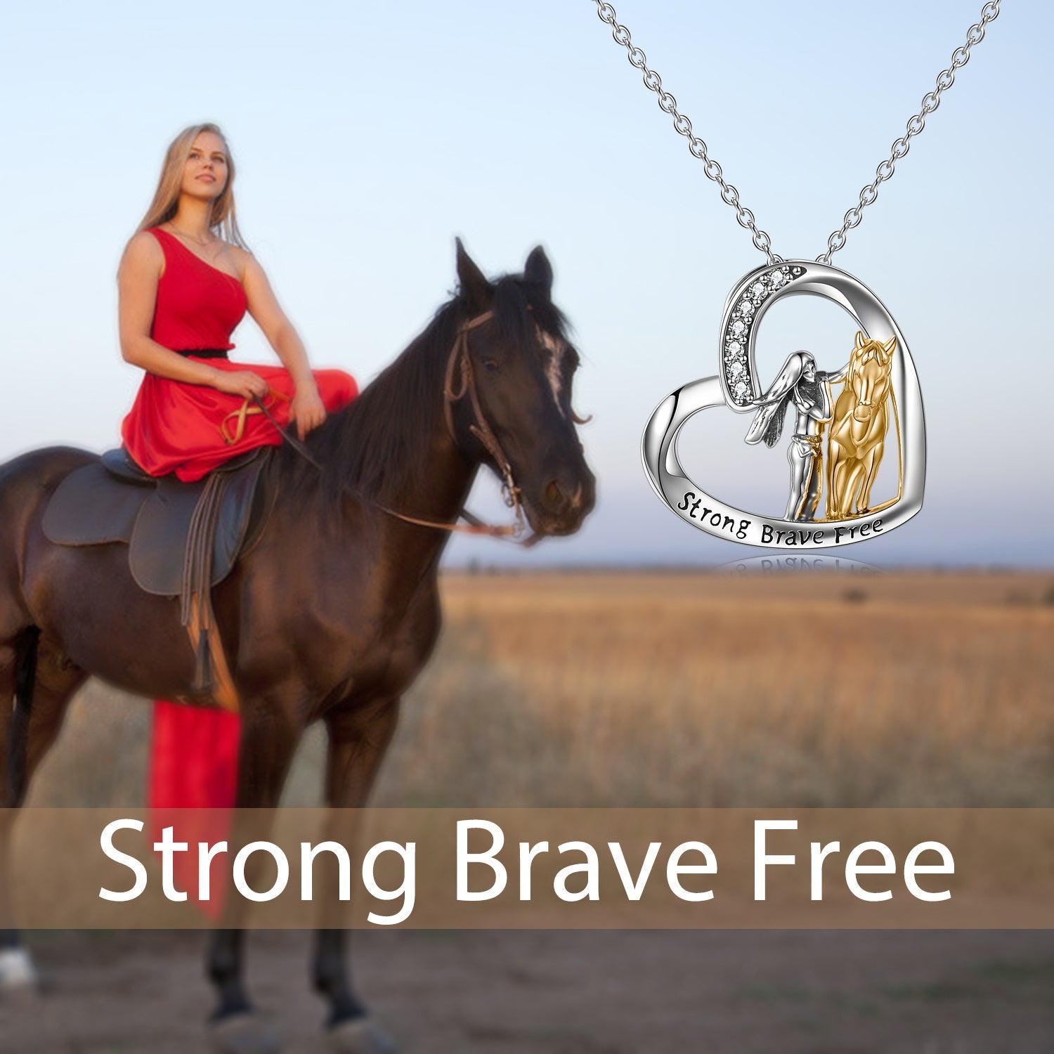 Sterling Silver Horse and Girl Pendant Necklace for Girls Women - Giddy Up in Style with a Horse Pendant Necklace