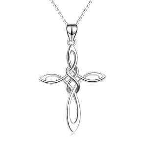 Sterling Silver Infinity Love Celtic Knot Pendant Necklace with Box Chain - Celtic Cross Design Jewelry to Knot