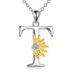 Sterling Silver Initial Alphabet Sunflower A Letter Script Name Pendant Necklace - Get Your Initial Alphabet Sunflower