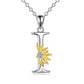 Sterling Silver Initial Alphabet Sunflower A Letter Script Name Pendant Necklace - Get Your Initial Alphabet Sunflower