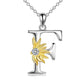 Sterling Silver Initial Alphabet Sunflower A Letter Script Name Pendant Necklace - Get Your Initial Alphabet Sunflower