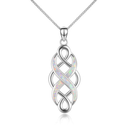 Sterling Silver Irish Celtic Knot Opal Pendant Necklace Infinity Love Necklace Gift - Celtic Knot Opal Necklace A Love