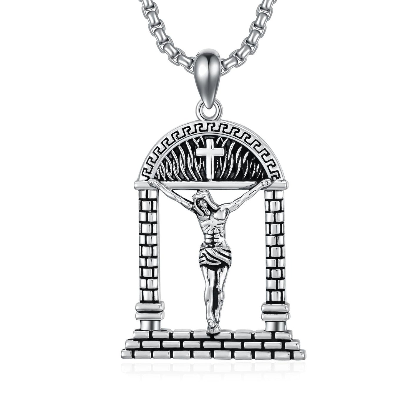 Religious Necklace with Crucifix and Christian Church Symbol in the United States - Heavy Metal Jesus for Your Neck