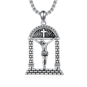 Religious Necklace with Crucifix and Christian Church Symbol in the United States - Heavy Metal Jesus for Your Neck