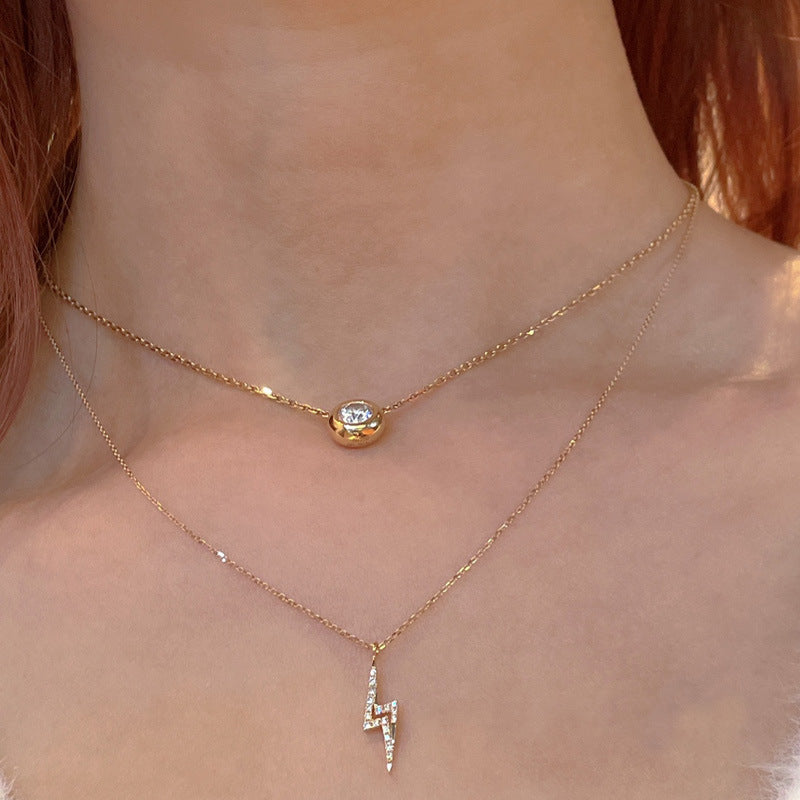 Diamond Pendant Gold Silver Women’s Necklace in the United States - Sparkle Like a Lightning Bolt with united states chf