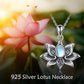 Sterling Silver Moonstone Lotus Flower Pendant Necklace Jewelry Gifts for Women - Moonstone Lotus Pendant Magic