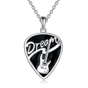 Sterling Silver Music Guitar Pick Pendant Necklace Jewelry Gifts for Women - Guitar Pick Necklace for Music Lovers