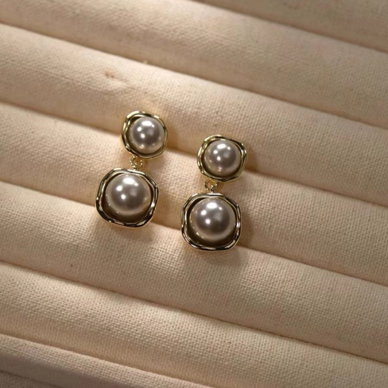 Sterling Silver Needle Simple Graceful Metal Pearl Stud Earrings - Pearl Studs So Graceful They Should Wear Tuxedos