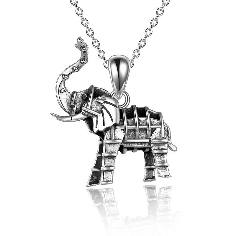 Sterling Silver Oxidized Elephant Pendant Necklace for Women and Men - Elephant Necklace Perfect for Wild Adventures