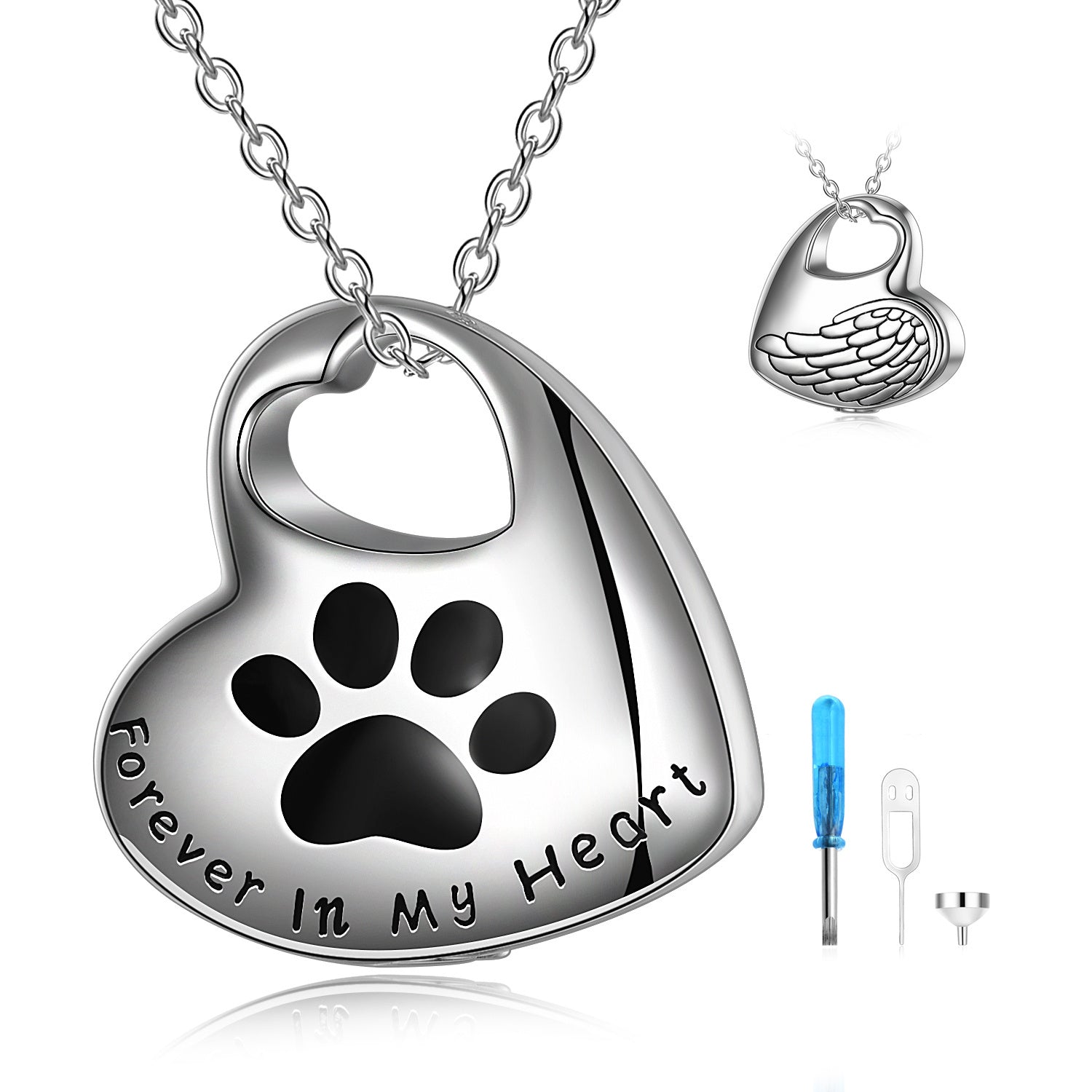 Sterling Silver Pet Paw Urn Necklace for Ashes Cremation Jewelry - Cremation Jewelry to Keep Your Pet Close to Heart