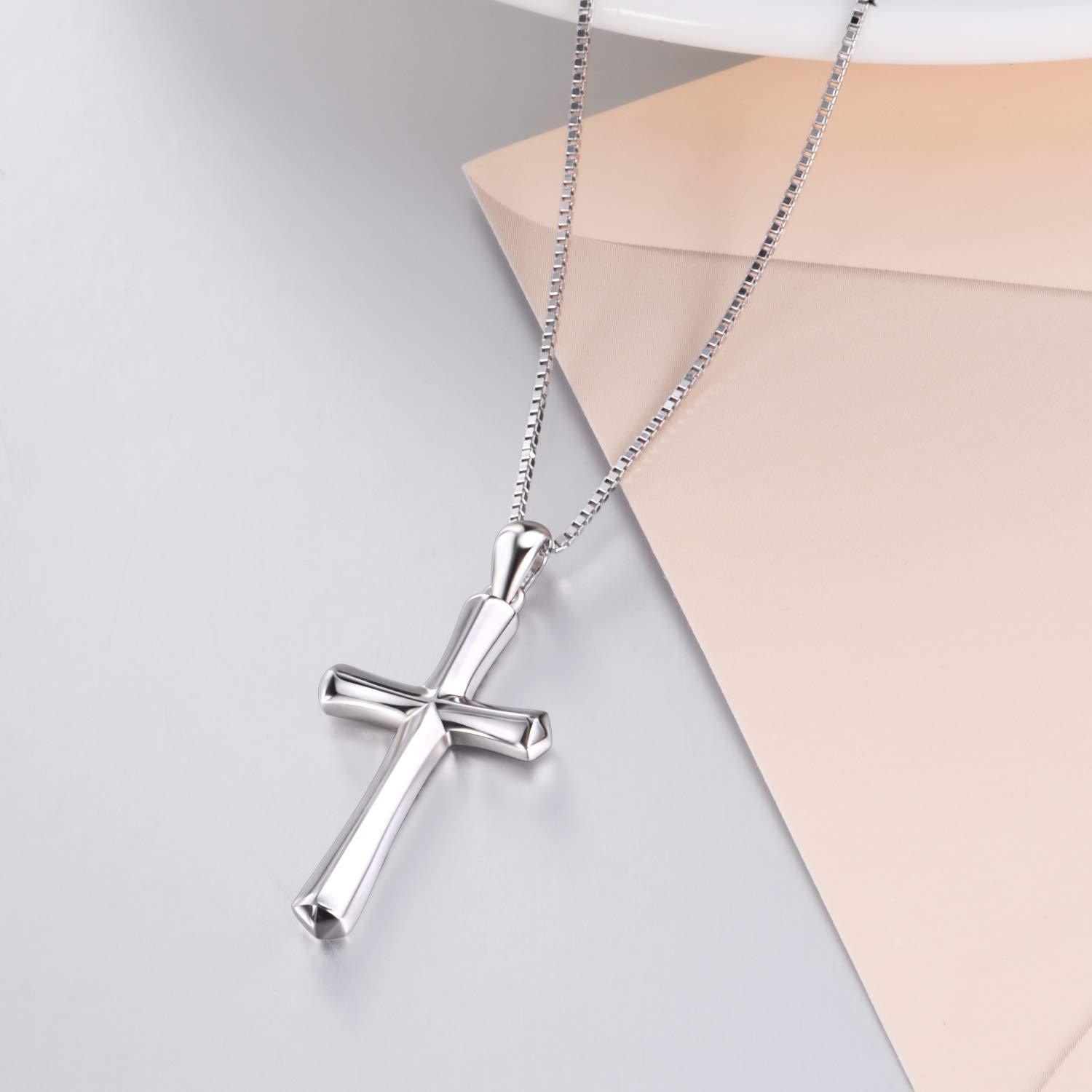 Sterling Silver Religious Cross Pendant Faith Hope Love Necklace Birthday Jewelry Gifts Unisex - Faith Hope Love Cross