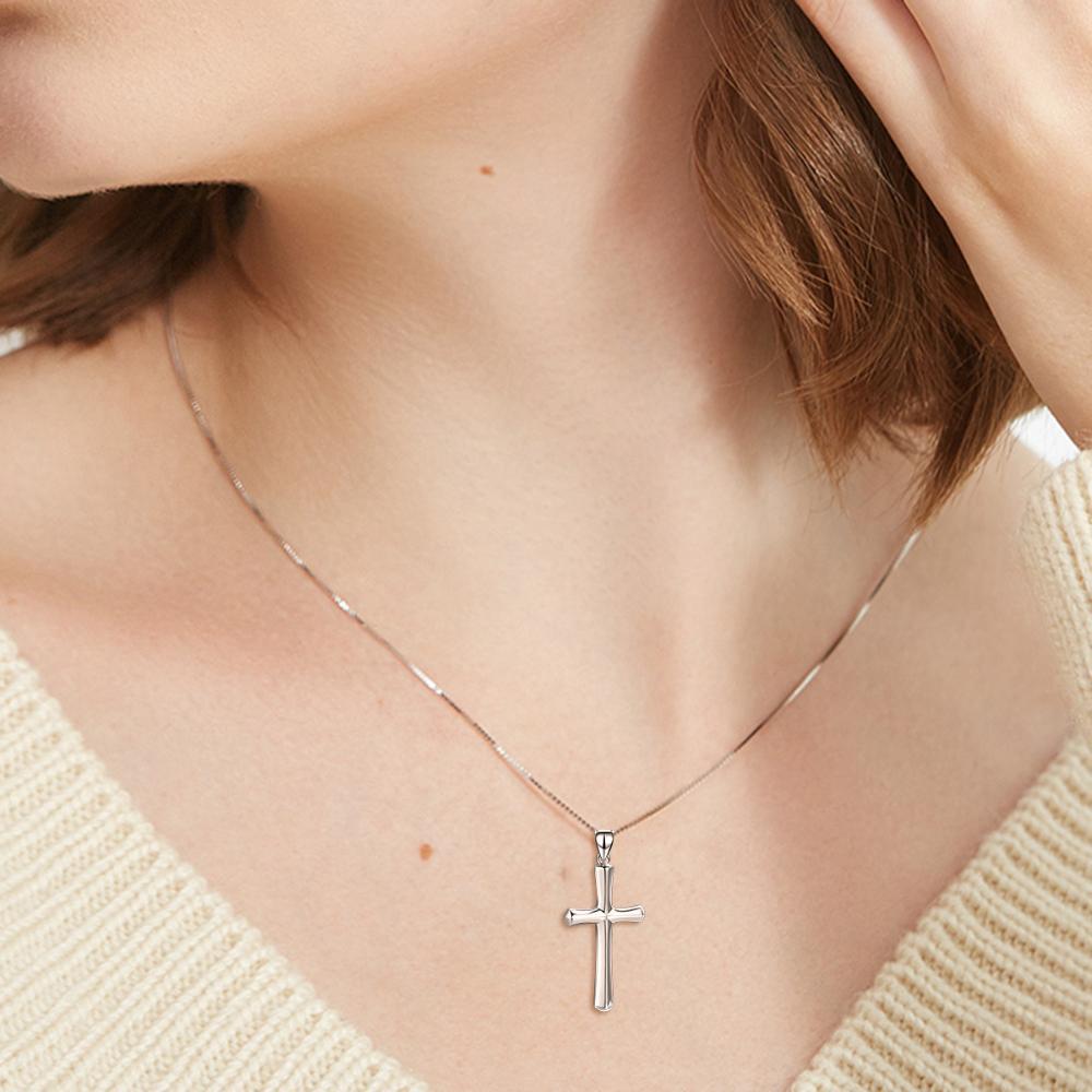 Sterling Silver Religious Cross Pendant Faith Hope Love Necklace Birthday Jewelry Gifts Unisex - Faith Hope Love Cross