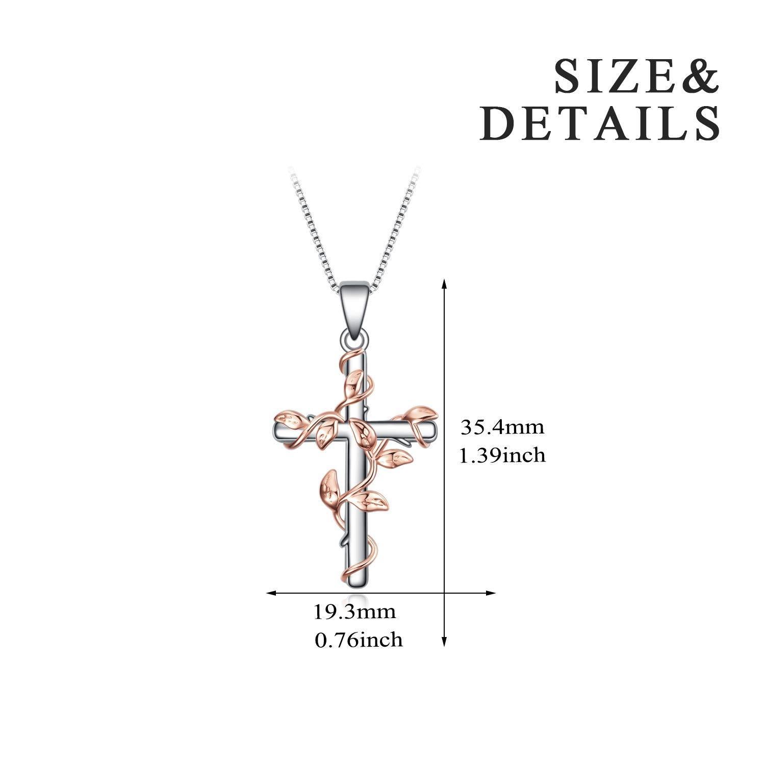 Sterling Silver Rose Flower Cross Pendant Necklace Jewelry Gifts - Shine Bright with Rose Flower Cross Necklace Bling