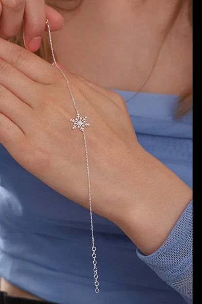 925 Sterling Silver Snowflake Bracelet with White Zircon Stone