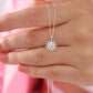 925 Sterling Silver Sun Pendant Necklace with White Zircon Stone