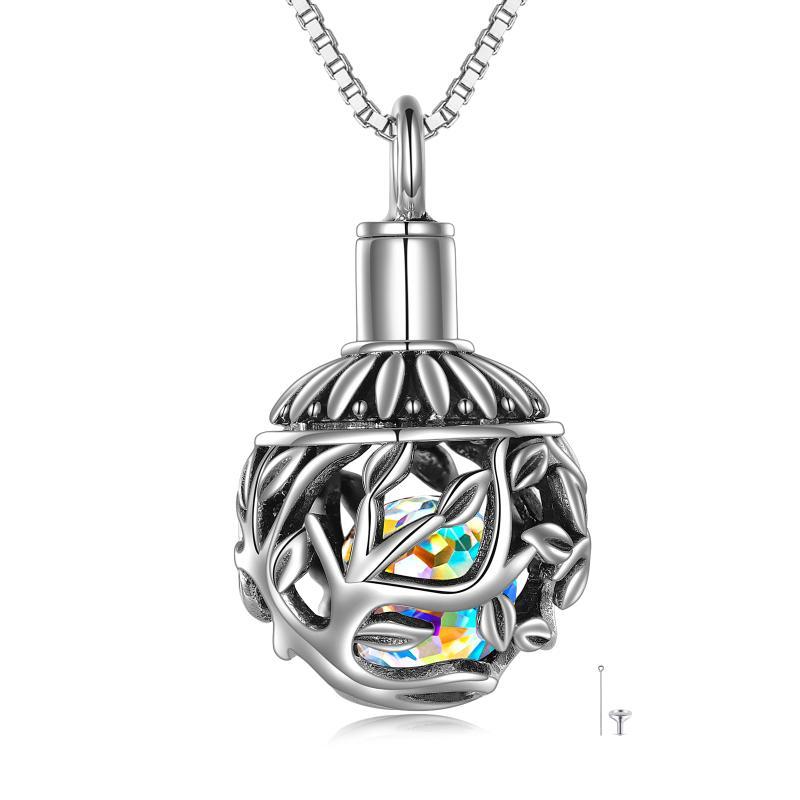 Life Urn Pendant with Tree of and Crystals for United States Buyers - Necklace Aurora Magic united states chf life urn
