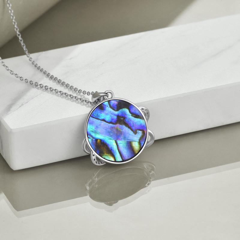 Sterling Silver Universe Planet Sun Moutain Pendant Necklace Abalone Shell Cubic Zirconia Jewelry - Shine Like